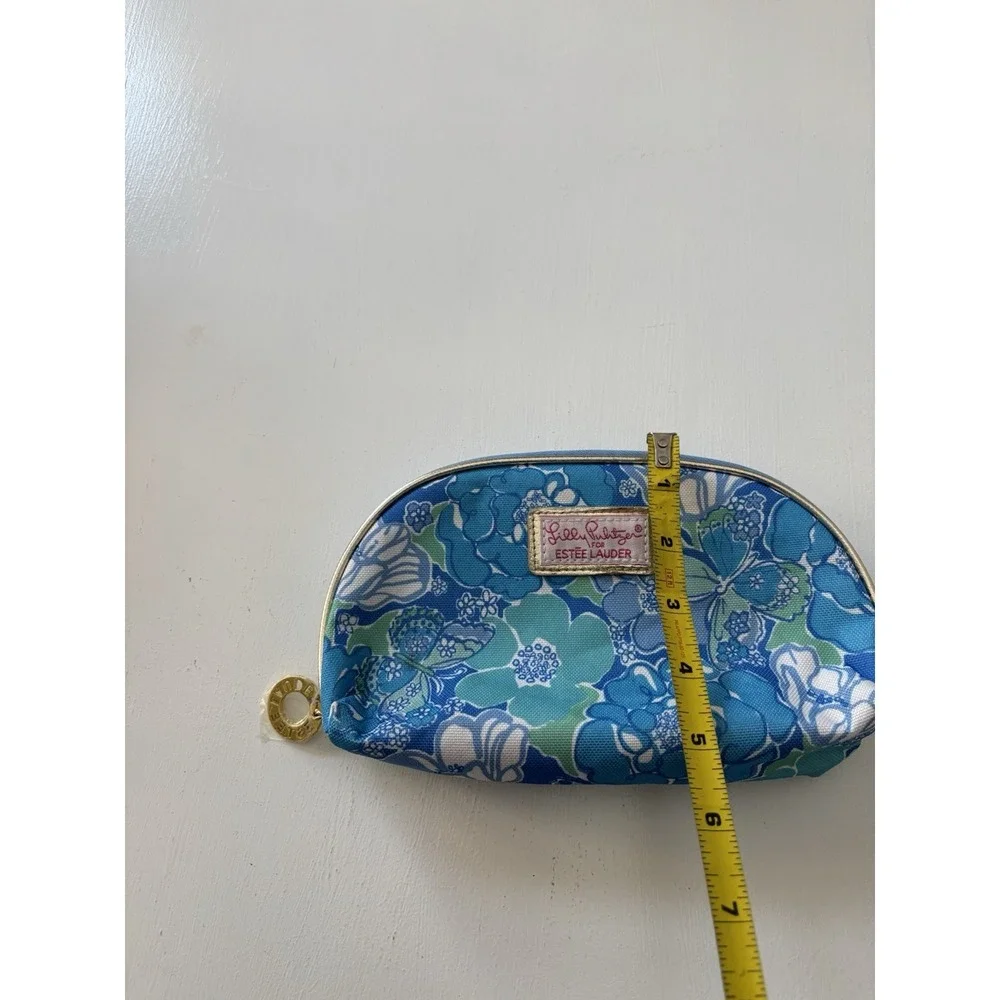 Lilly Pulitzer for Estée Lauder Cosmetic bag pouch gold Zip Close Pink Lined